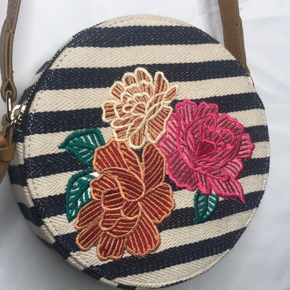 Chico’s Spring Circle Box Floral Stripe Purse with Card Slots - Picture 3 of 15